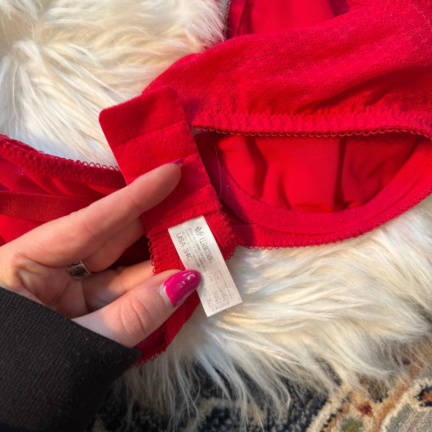 Wacoal Red Lace Overlay Bra - Size 34C