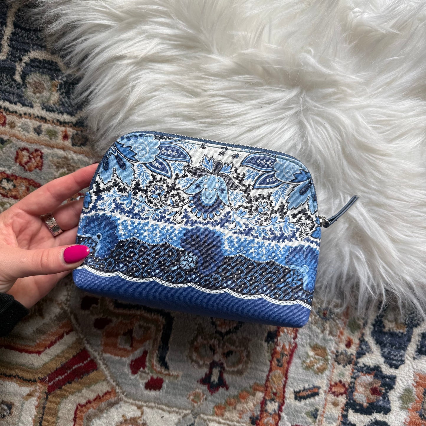 J. Crew Blue & White Pouch/Organizer/Clutch - NEW