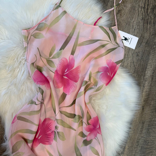 Vintage Valerie Stevens Soft Pink Floral Slip Dress - Size M