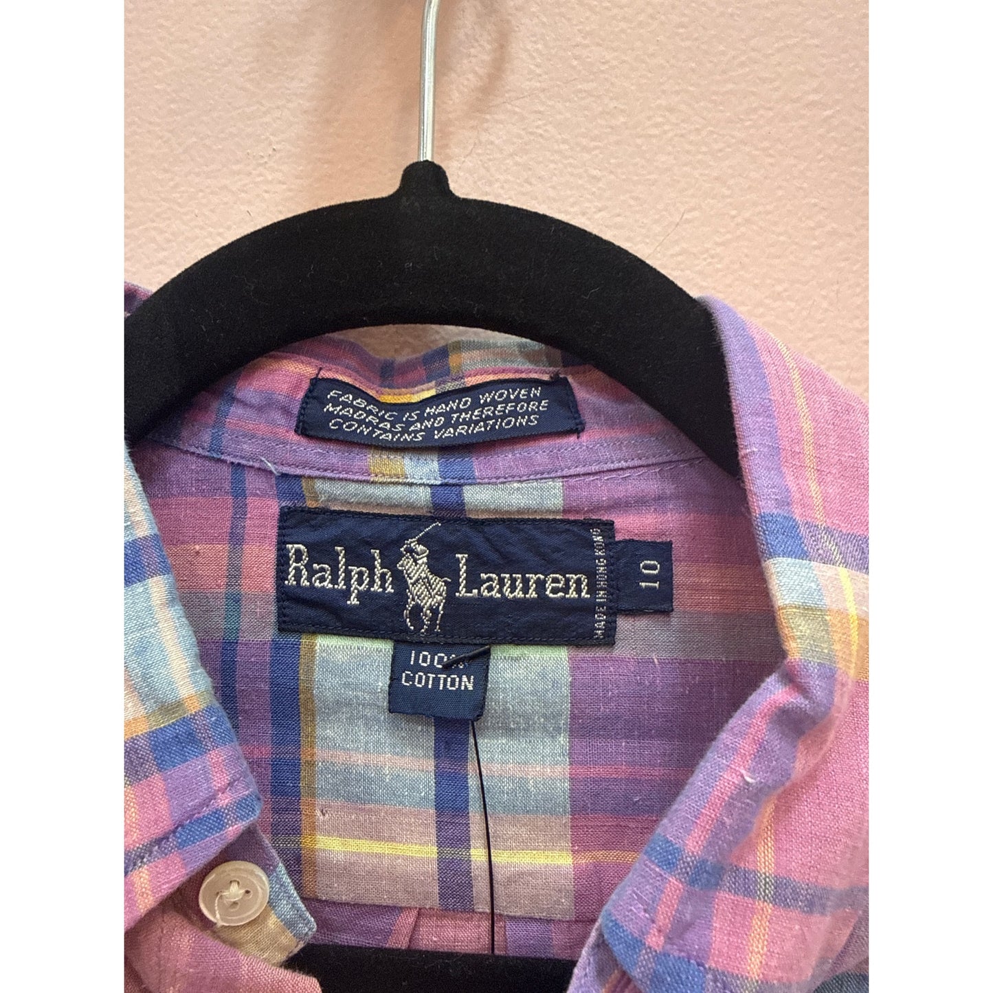 Vintage Ralph Lauren All Cotton Plaid Button Down - Size 10
