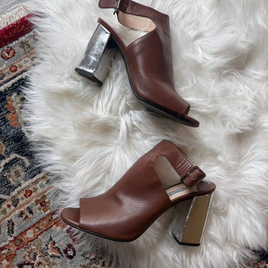 Prada Authentic Leather Sandal Heels - best for size 8.5/9