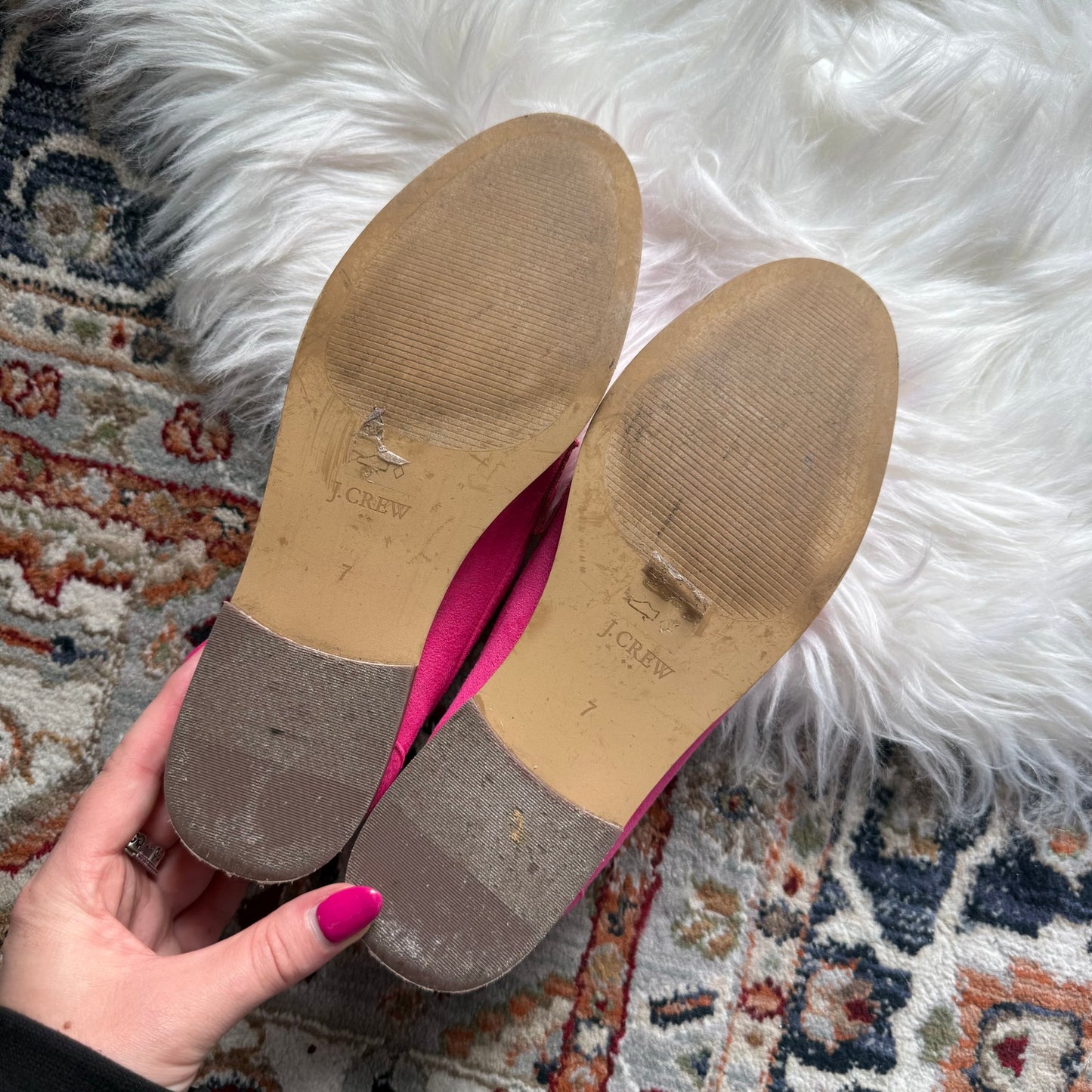 J. Crew Classic Pink Suede Loafers - Size 7