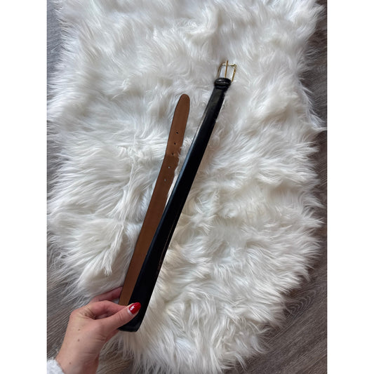 Vintage Black Cowhide Leather Belt - Size 36