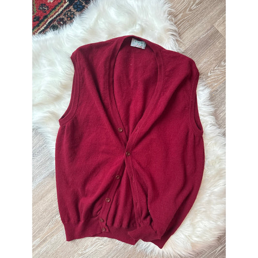 Vintage 100% Lambswool Cardigan Sweater Vest - Size M