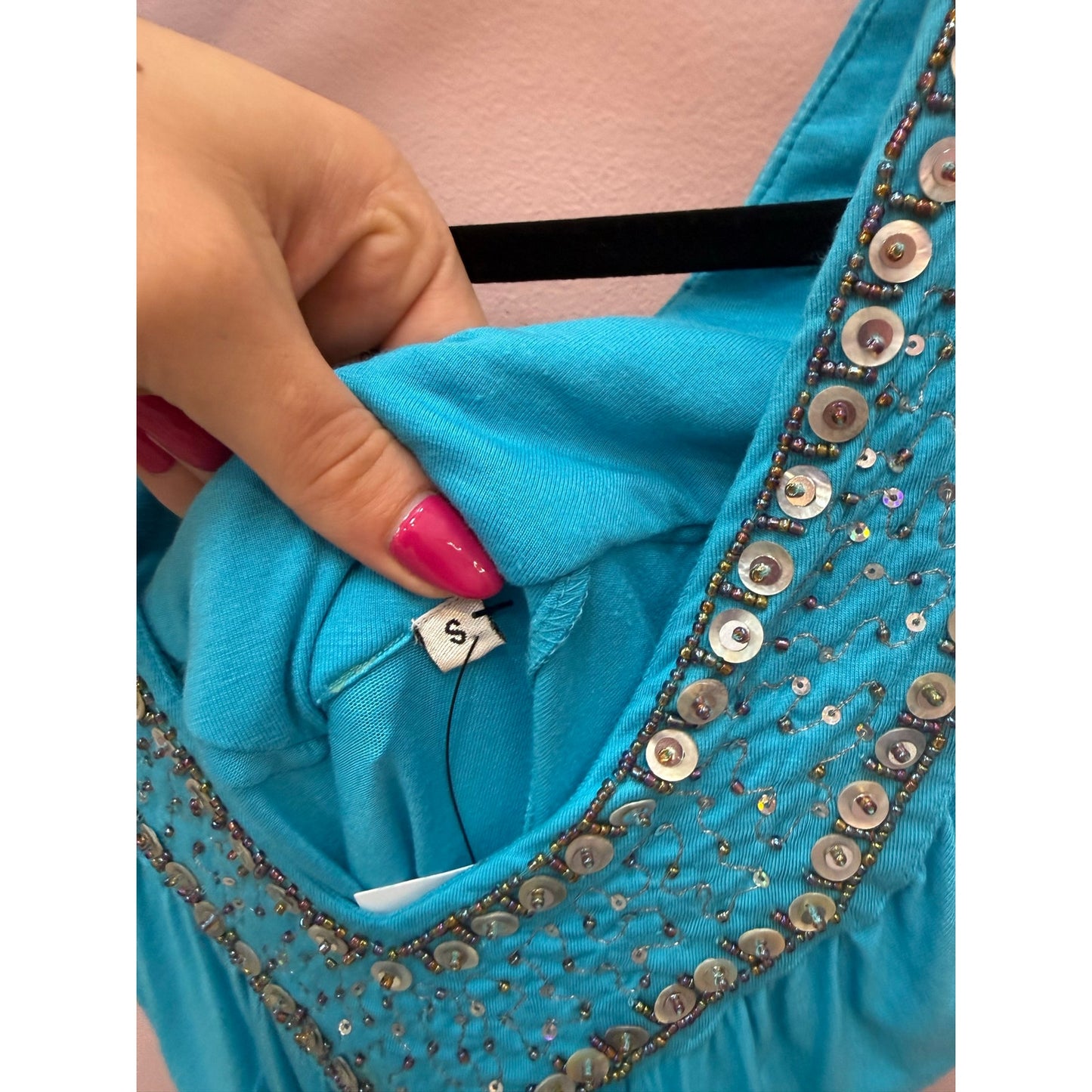 Vintage Y2K Beaded Mermaid Babydoll Sequin Shift Dress - Size S
