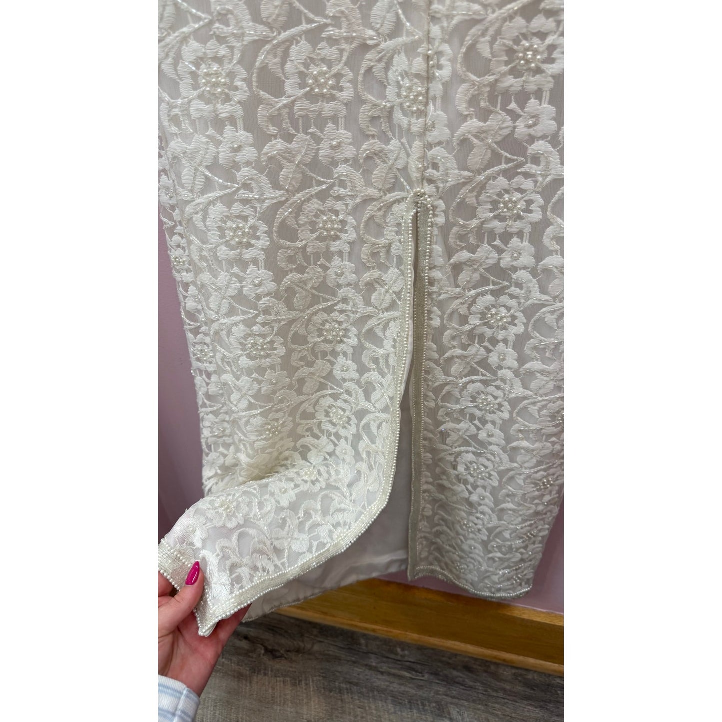 Vintage Laurence Kazar 2 Pc Beaded Bridal Set - Jacket and Dress Size L