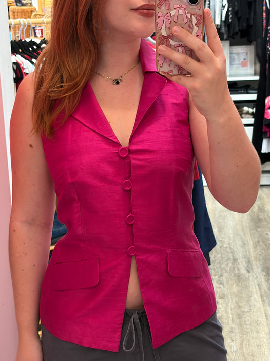 Ann Taylor Vintage 100% Silk Blazer Halter Top - Size S