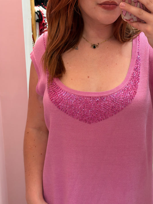 Vintage 100% Silk Beaded Tank - 1X/2X