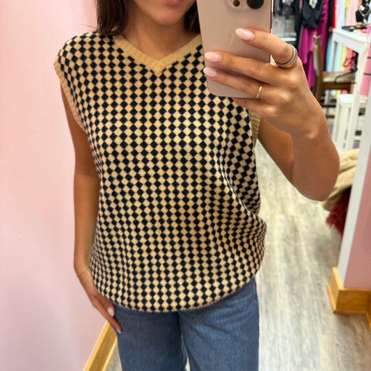 Vintage Kenneth Cole Reaction Checkerboard Sweater Vest
