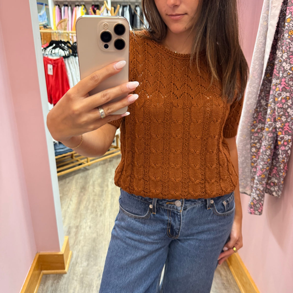 Vintage 1970s Knit Short Sleeve Top