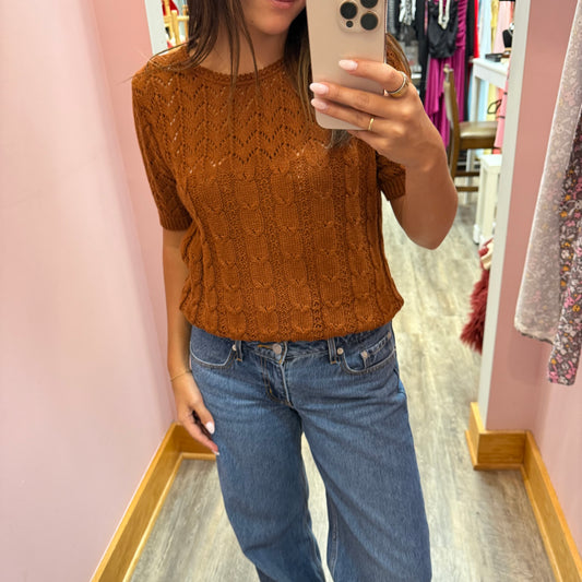 Vintage 1970s Knit Short Sleeve Top