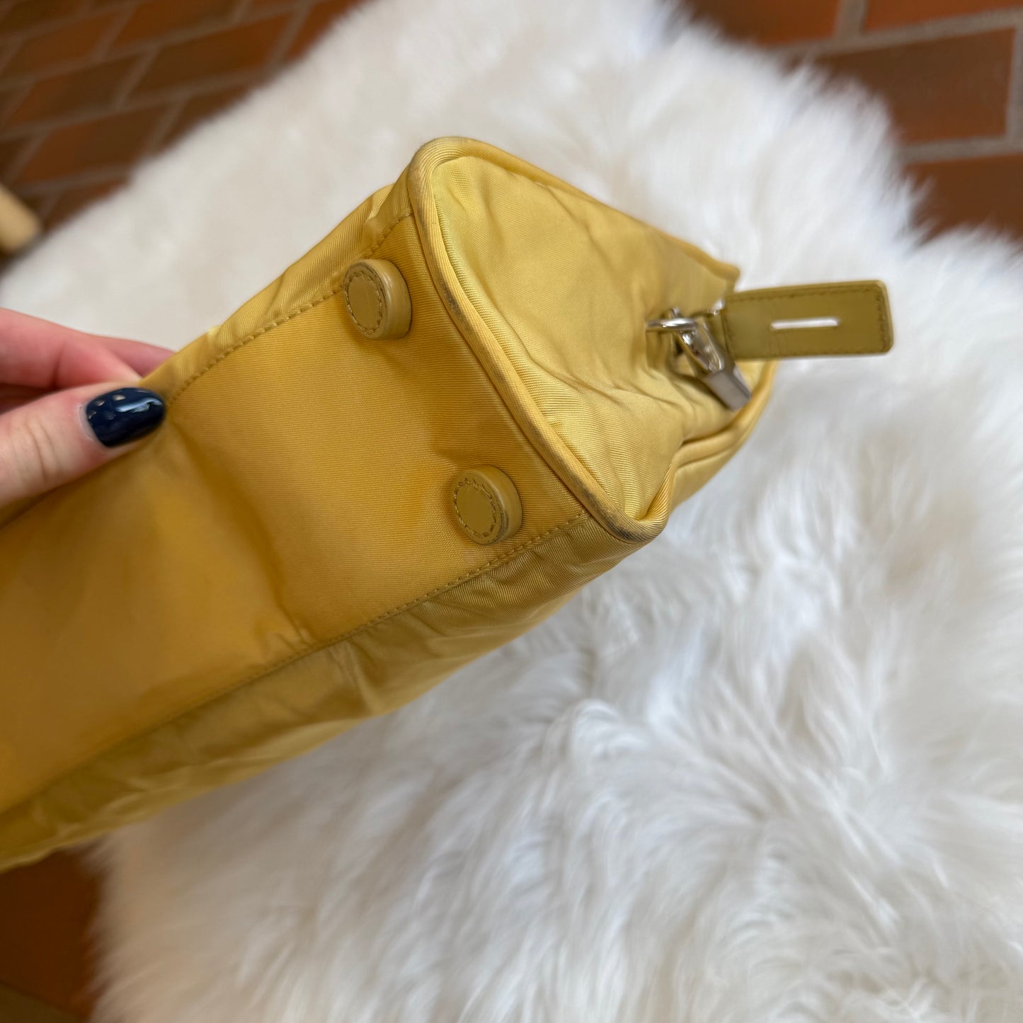 Authentic Prada Vintage Butter Yellow Tessuto Nylon Tote Bag