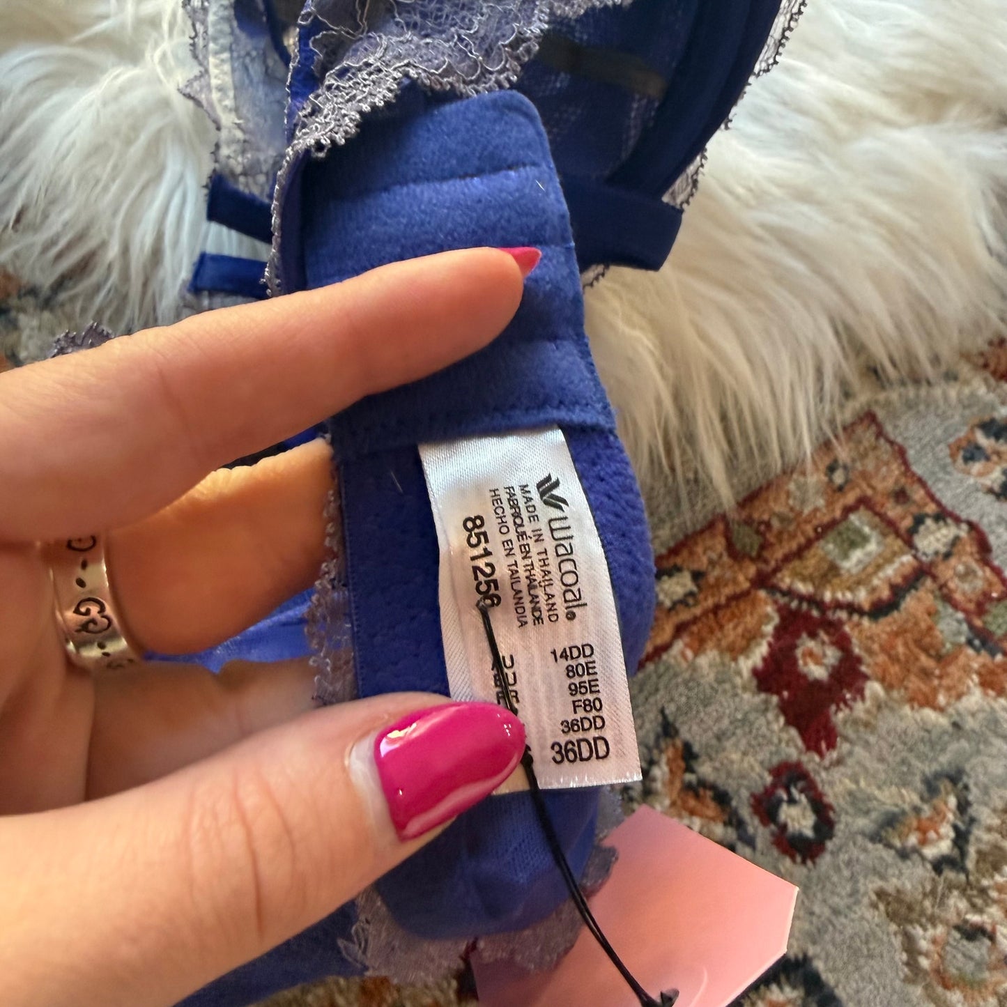 Wacoal Purple Satin & Lace Bra - 36DD