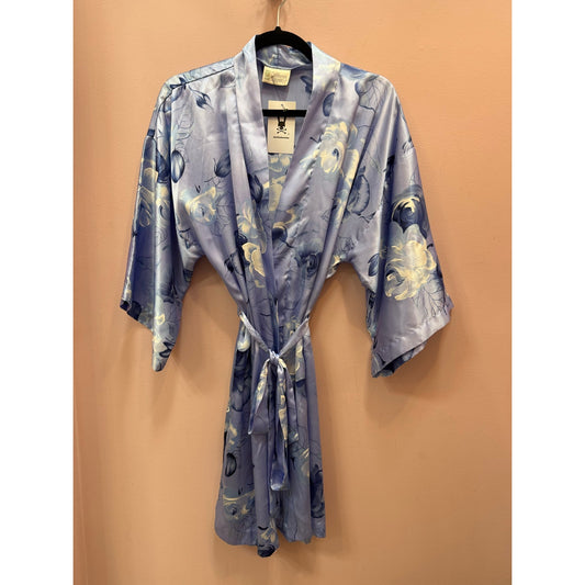 Vintage California Dynasty Watercolor Floral Semi Sheer Robe - OS