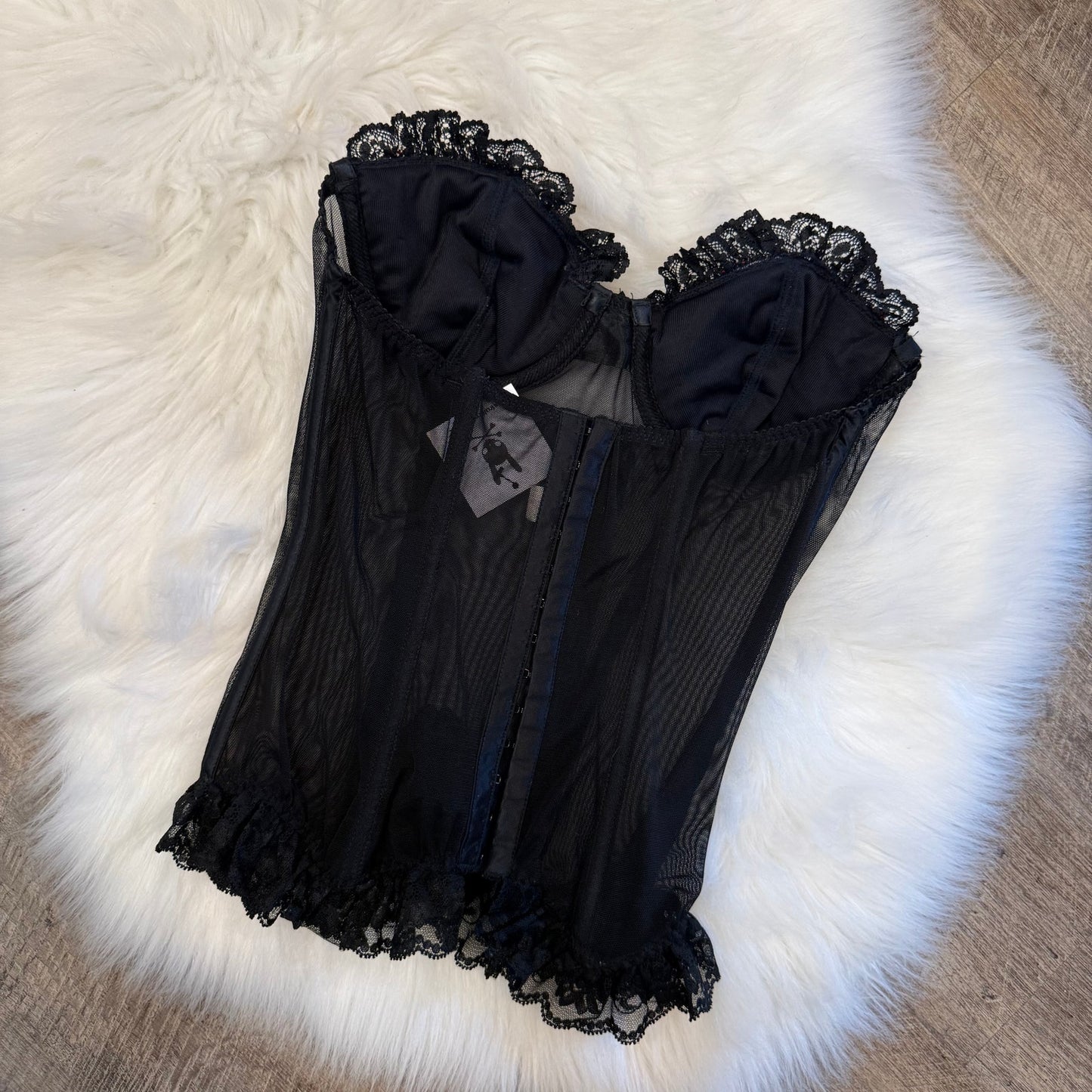 Victoria's Secret Vintage 1990s Red & Black Lace Bustier