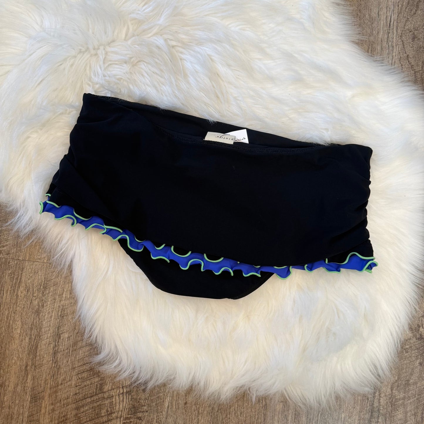 Vintage Black Ruffle Swim Micro Skirt - S/M