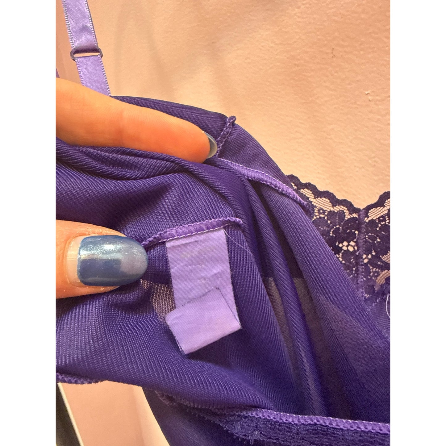 Vintage Royal Purple Nylon Gown - Size M