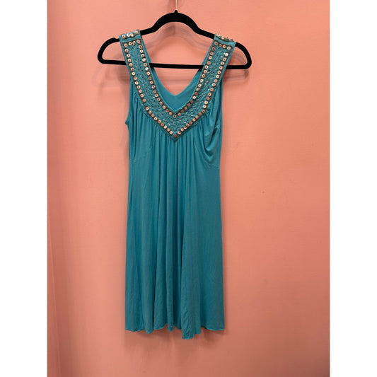 Vintage Y2K Beaded Mermaid Babydoll Sequin Shift Dress - Size S