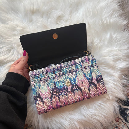Betsey Johnson "Snakeskin" Pink Purple Crossbody Bag
