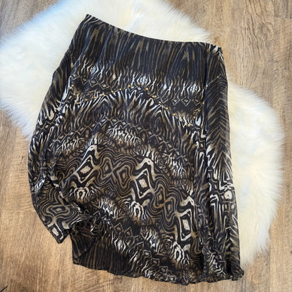 Vintage Animal Print 100% Silk Skirt