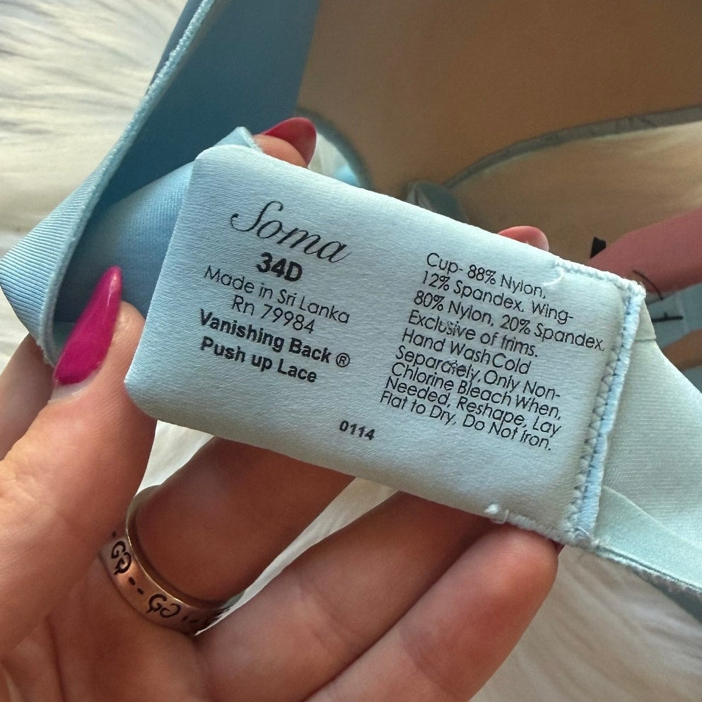 Soma Tiffany Blue Lace Bra - 34D