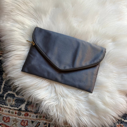 J. Crew Grey Satin Clutch/Chain Bag - New