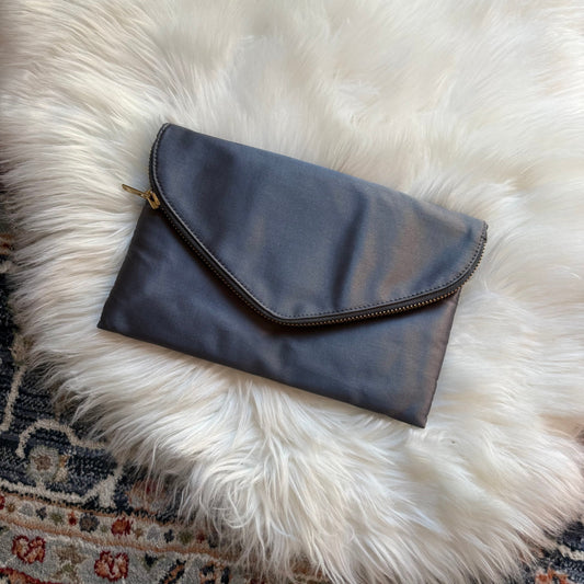 J. Crew Grey Satin Clutch/Chain Bag - New