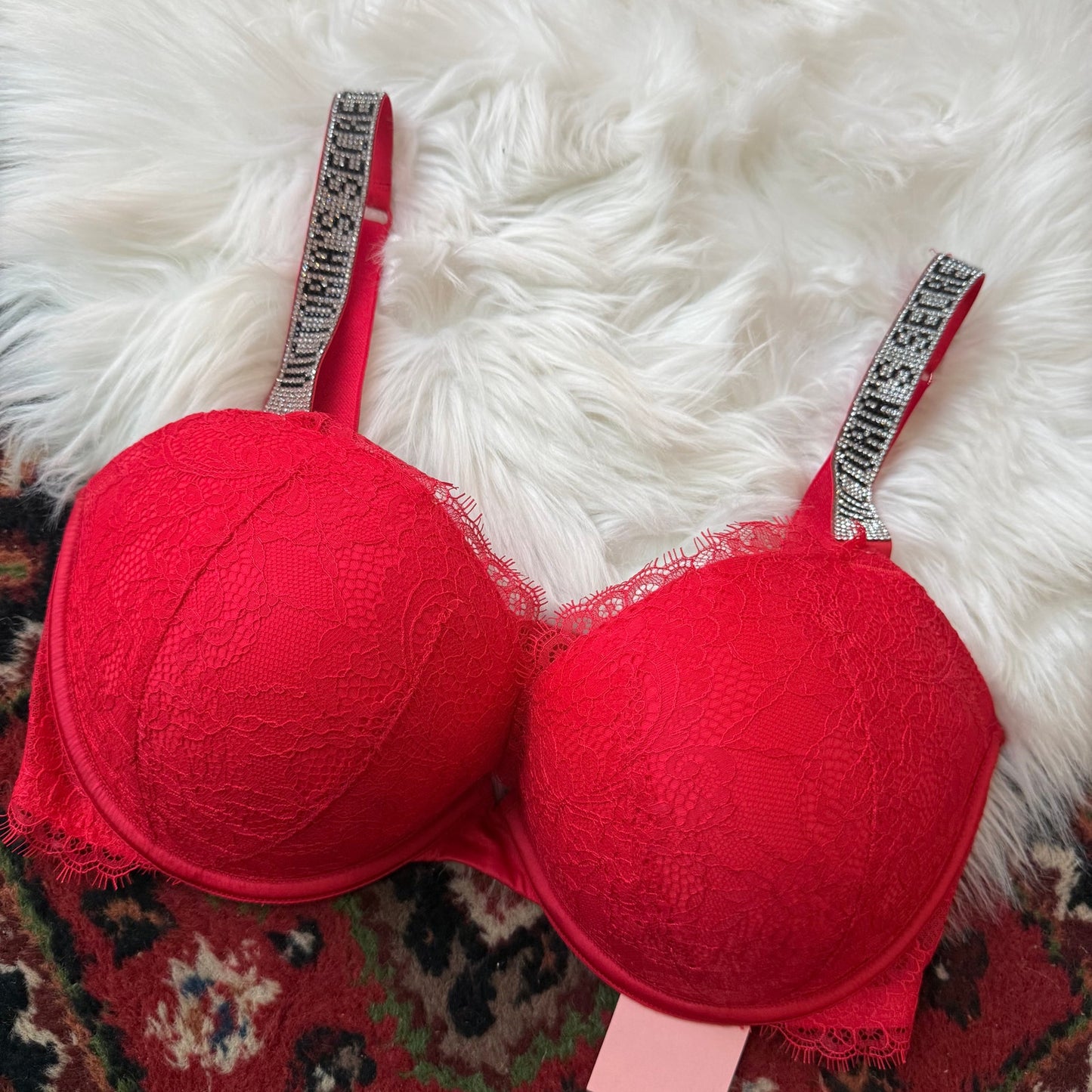 Victoria's Secret Red Lace Push Up Bra - 34DDD