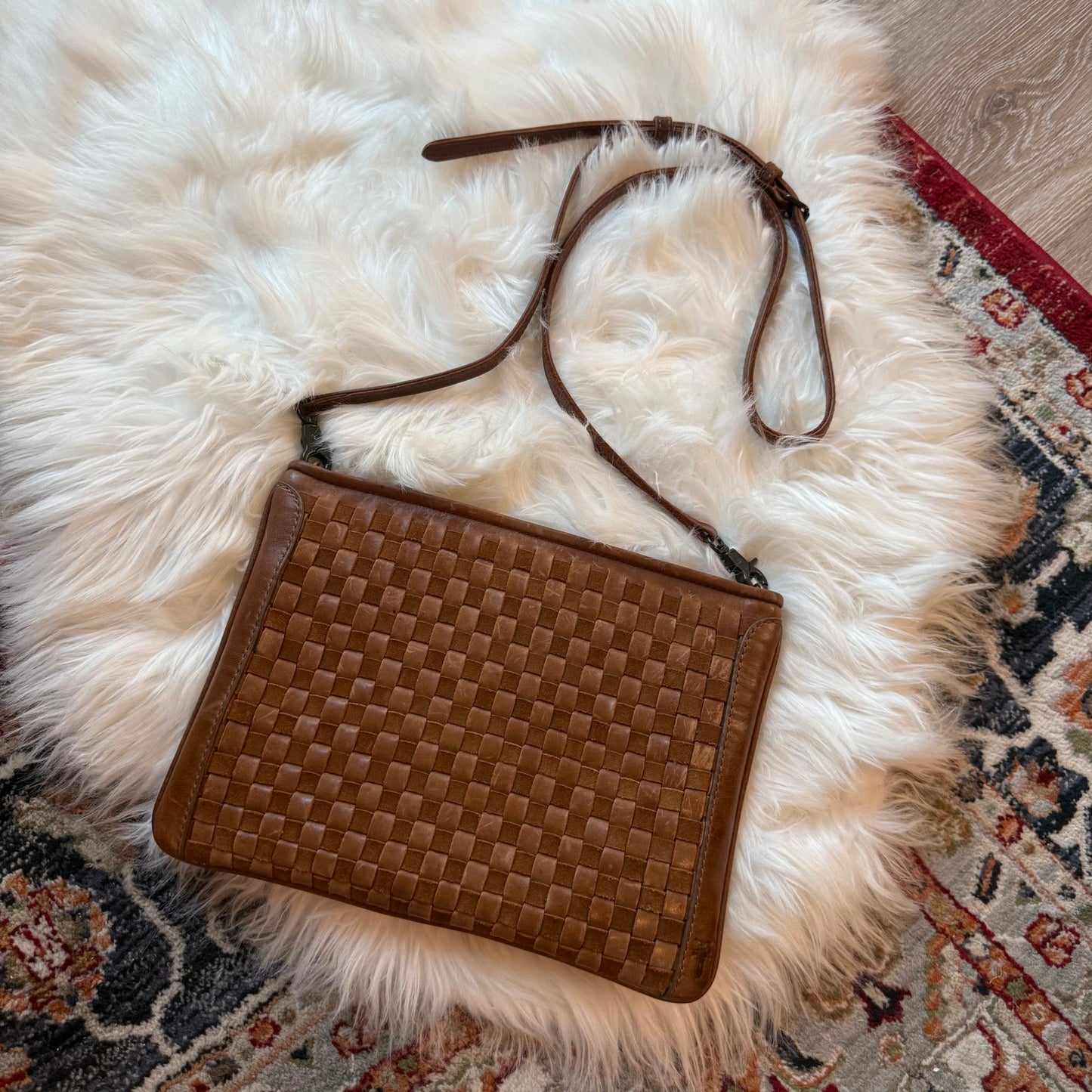 Frye Oriana Clutch/Crossbody Leather Woven Bag - Brand New, Detachable Strap