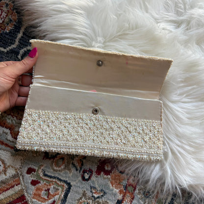 Vintage Walborg Richere White Beaded Evening Bag Clutch