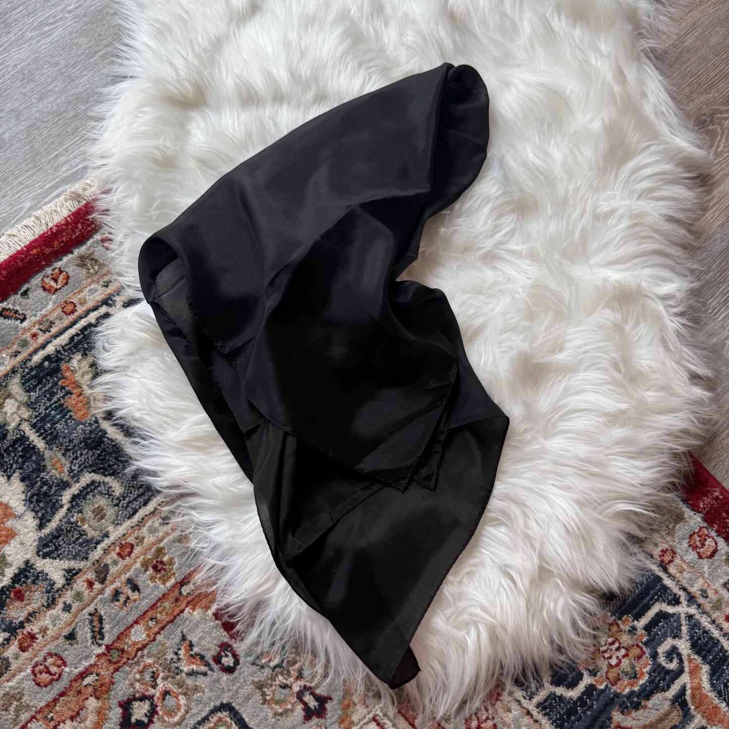 Vintage Black Silk Scarf