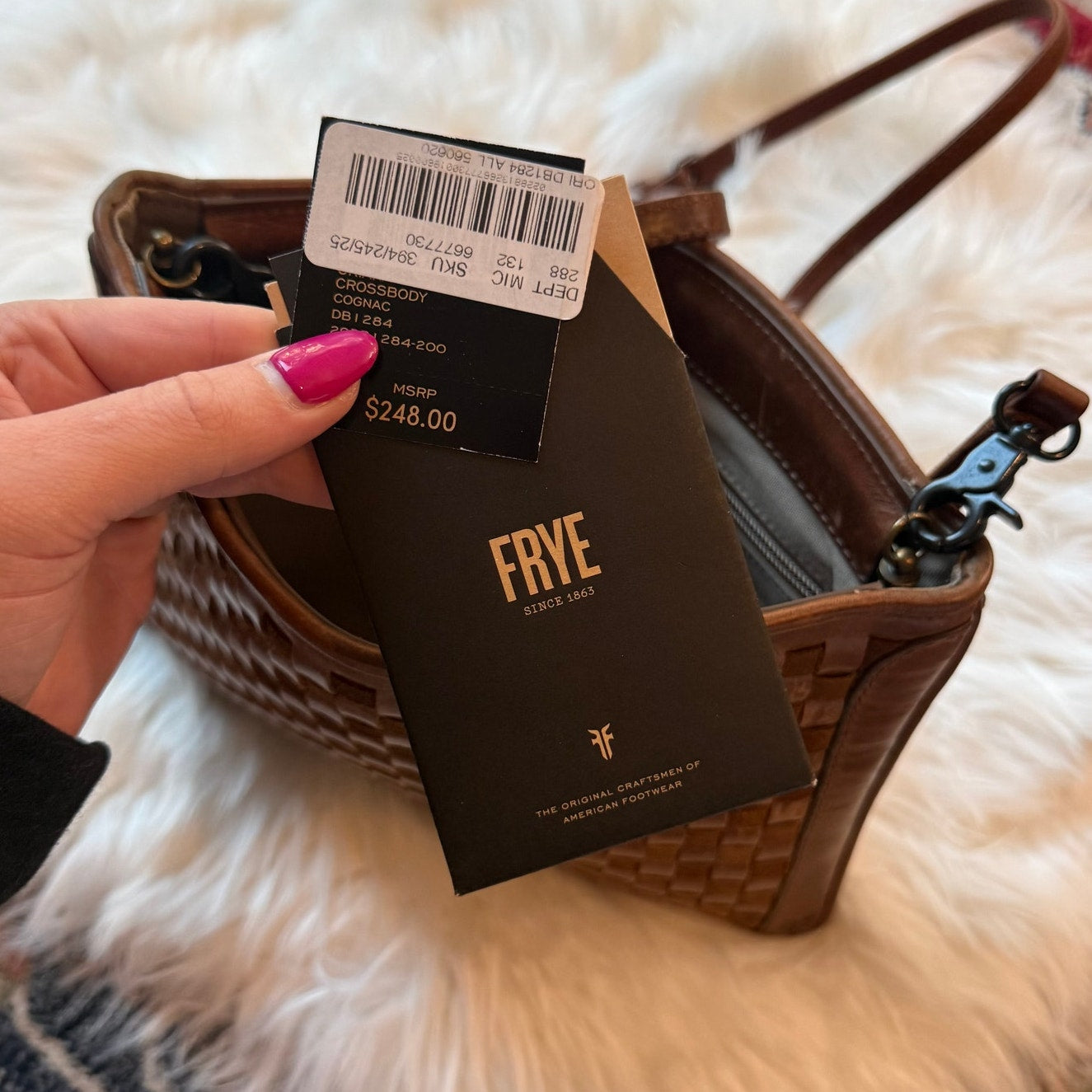 Frye Oriana Clutch/Crossbody Leather Woven Bag - Brand New, Detachable Strap