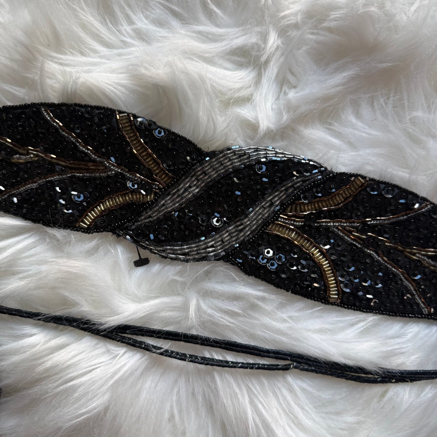 Vintage Handmade Elegant Beaded Belt, S-L