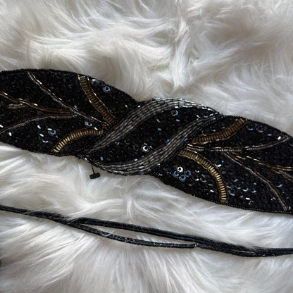 Vintage Handmade Elegant Beaded Belt, S-L