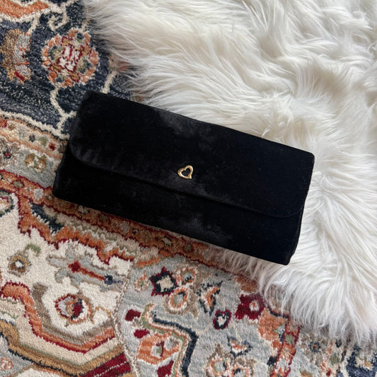 Victoria's Secret Vintage 1990s Black Velvet Evening Bag/Clutch