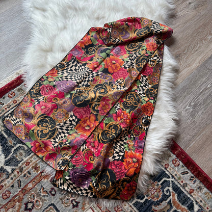 Vintage Oblong Satin Paisley Scarf