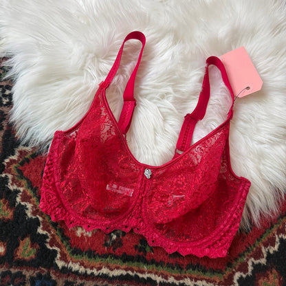 Empreinte Designer Red Lace Bra - 30DDD (30F)