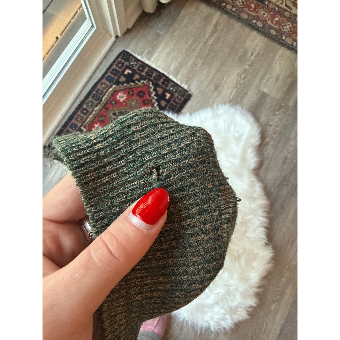 Vintage Patterned Henley Sweater - Size S