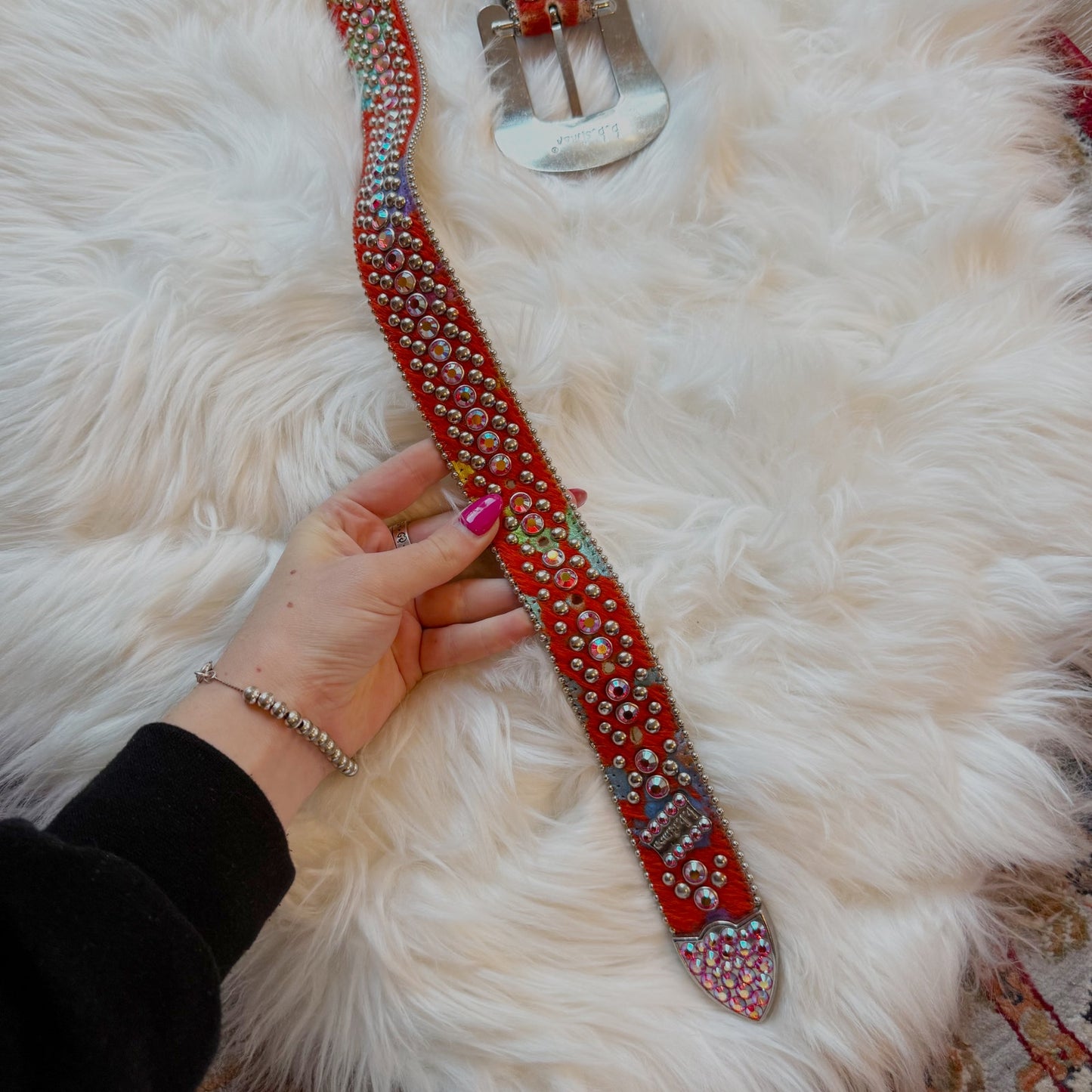 B.B. Simon Vintage  Swarovski Crystal & Leather Belt - Rare, Western