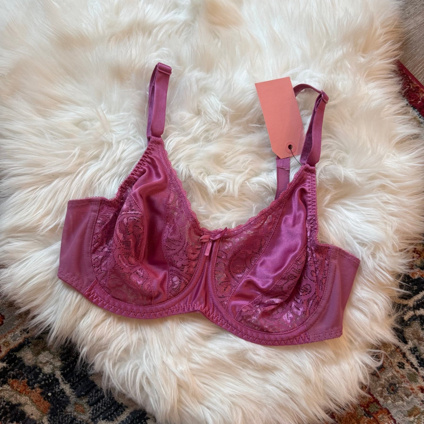Vintage Purple Lace Bra - Size 36C