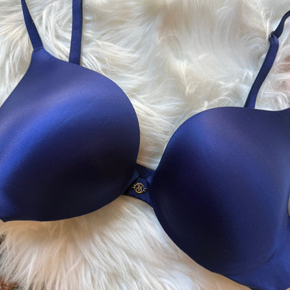 Victoria's Secret "Push Up" Navy Blue Satin Bra - 34B
