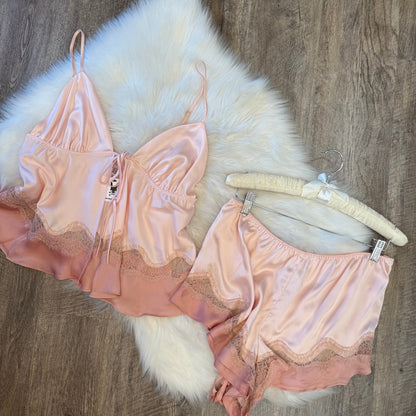 Victoria's Secret Satin & Lace 3 Pc Lingerie Set - Size XL