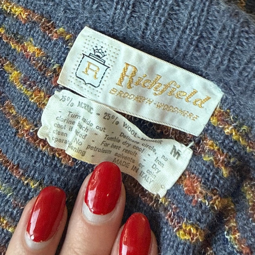 Vintage Wool Blend V-Neck Sweater - Size M