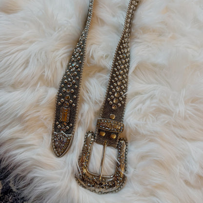 B.B. Simon Vintage Swarovski Crystal & Leather Belt - Rare, Western