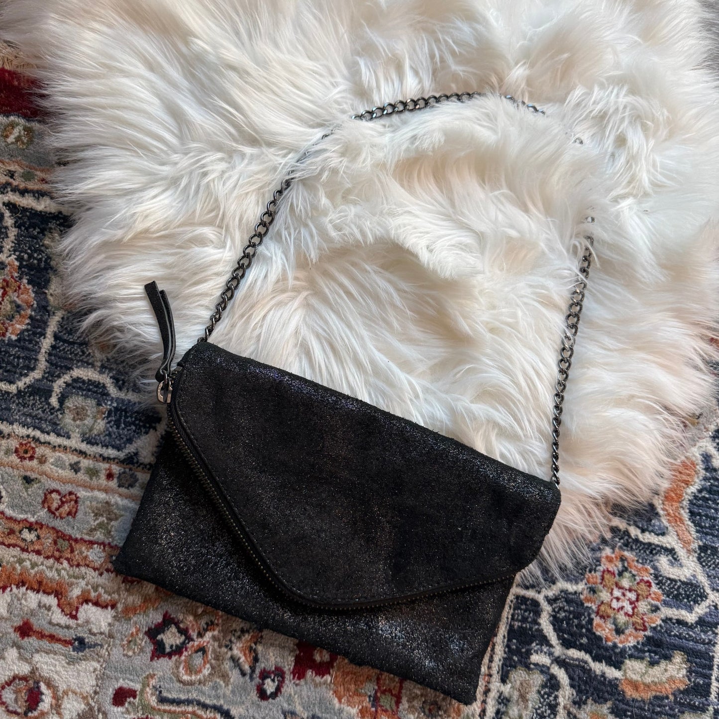 J. Crew Sparkle Suede Clutch/Chain Bag - New