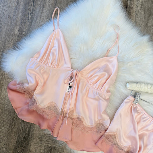 Victoria's Secret Satin & Lace 3 Pc Lingerie Set - Size XL
