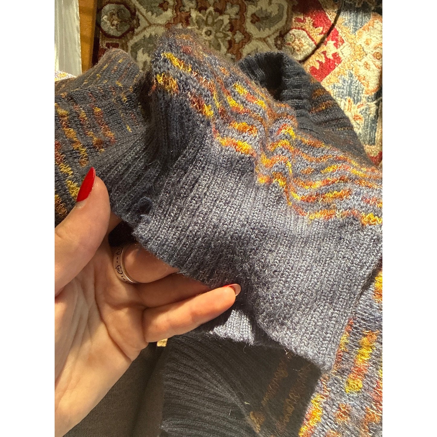 Vintage Wool Blend V-Neck Sweater - Size M