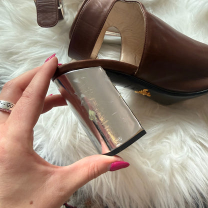 Prada Authentic Leather Sandal Heels - best for size 8.5/9