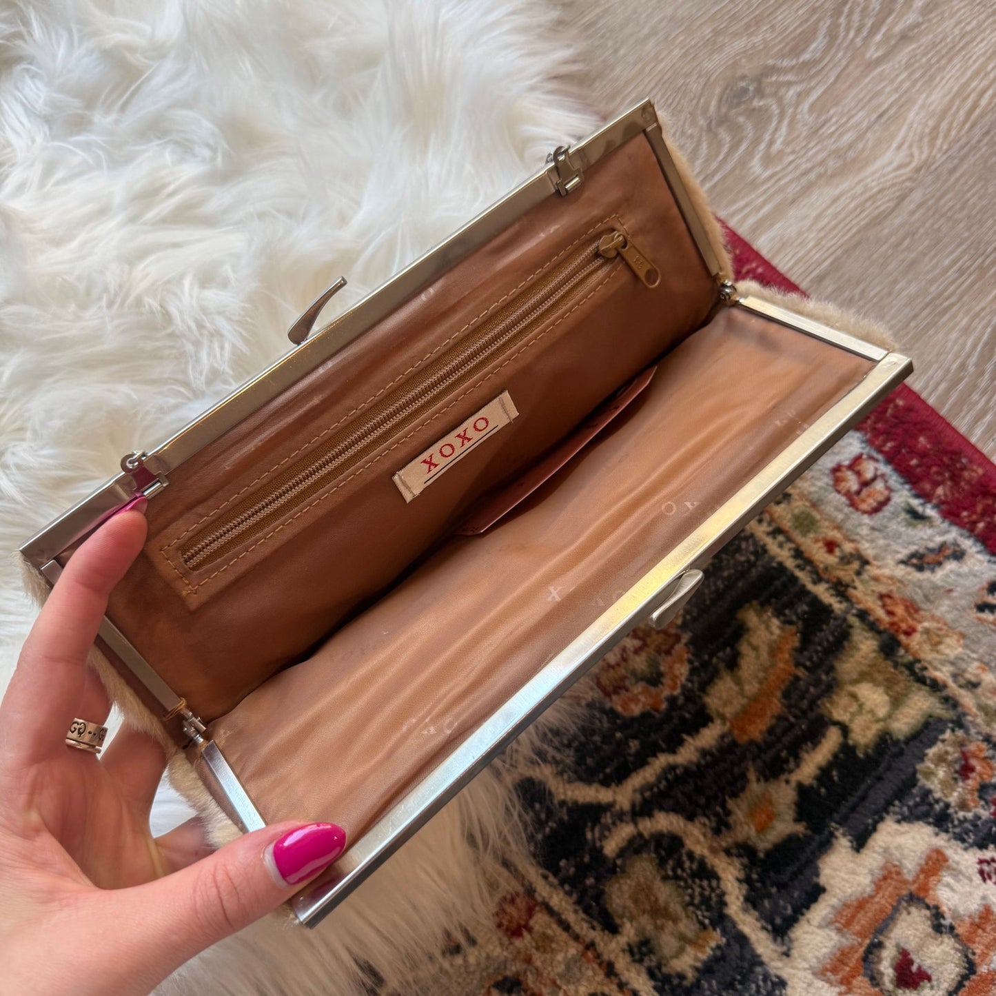 Vintage XOXO Soft Vegan Fur Mini Evening Bag