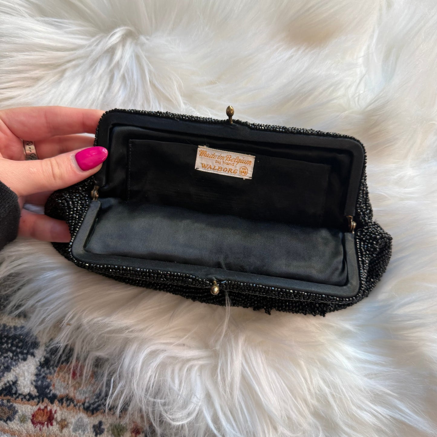 Vintage 1960s Handmade Elegant Beaded Evening Bag/Clutch